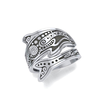 Aboriginal Dolphin Sterling Silver Spoon Ring TRI1735 - Jewelry